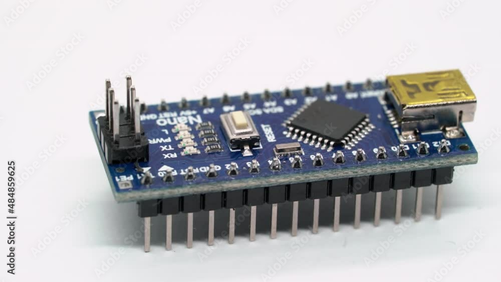 Arduino nano electronic component. Small single board computer, device ...