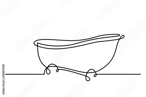 Leinwand Poster Bathtub in continuous line art drawing style