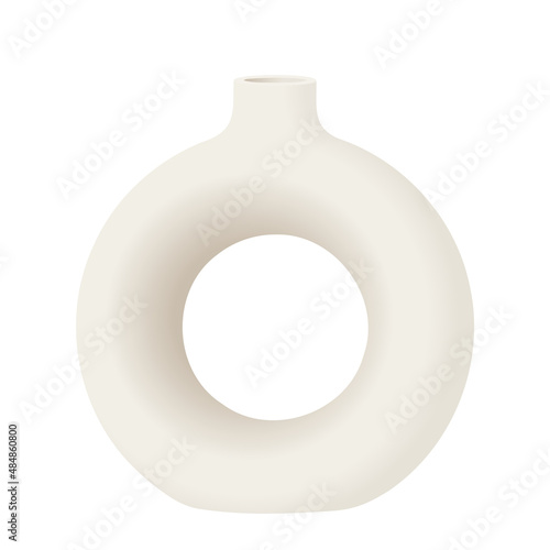 Trendy ceramic round donut vase vector