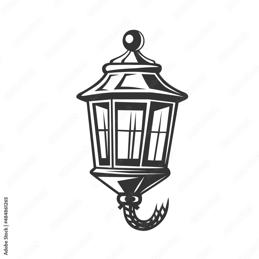 Lantern. Black and white illustration. Lantern. Black and white illustration.