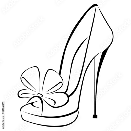Slika na platnu Women`s fashionable decorative high-heeled shoes with a bow