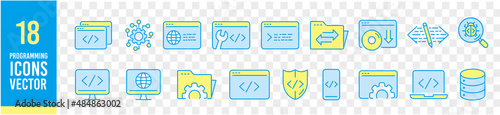 Programming line icons set vector illustration