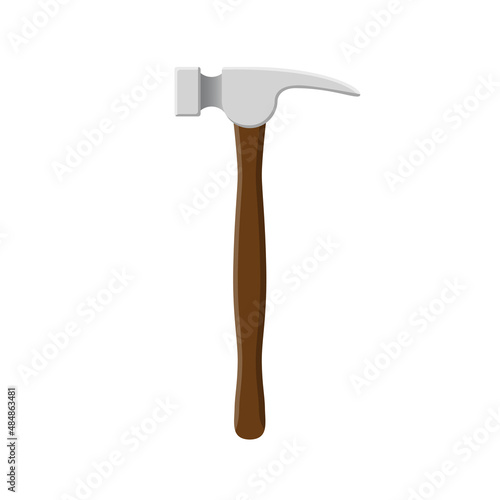 Claw hammer vector illustration in flat style. Home repair tool.