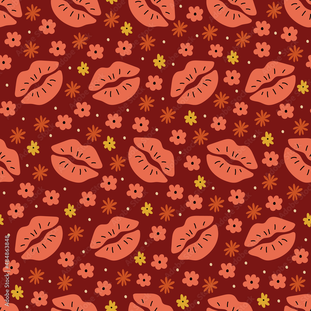 Seamless pattern for Valentine's Day with cute hand drawn elements