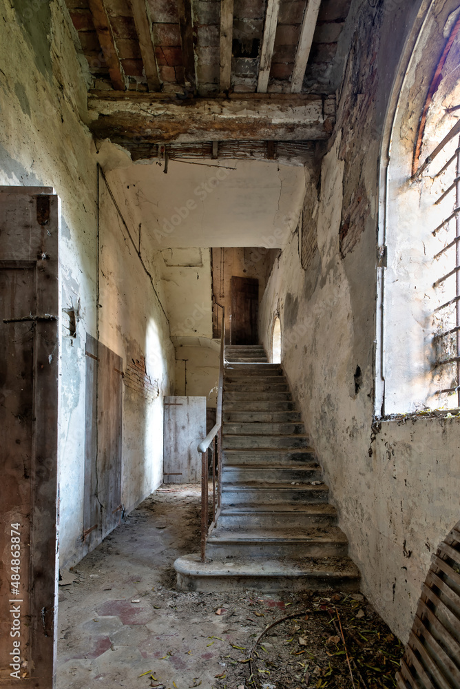 September 2021, Italy. Old villa long abandoned somewhere in the north of Italy. Urbex