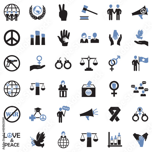 Human Rights Icons. Two Tone Flat Design. Vector Illustration.