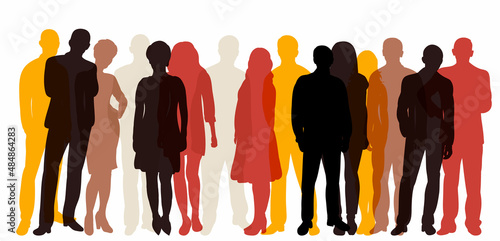 crowd of people silhouette ,on white background, vector