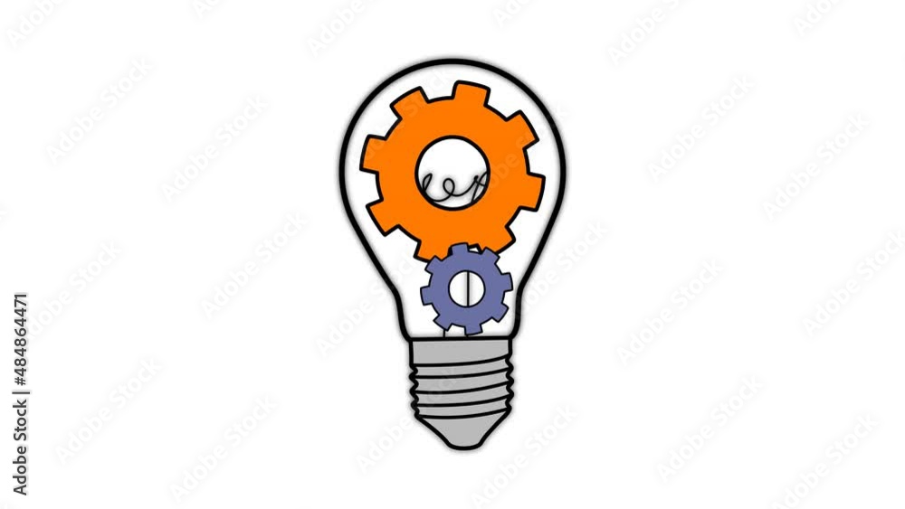 idea. gears in a light bulb. light bulb idea. 4k video illustration. idea. gears in a light bulb. light bulb idea. 4k video illustration.
