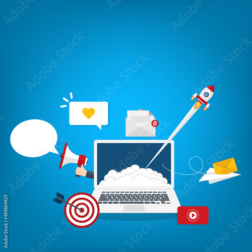 Digital marketing. Marketing campaign, newsletter marketing, drip marketing.