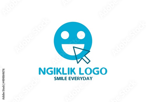 Smile logo design template vector with cursor shape