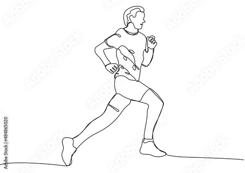 Runner. Man running. Concept of sport, health and beauty. One continuous line drawing. Vector illustration