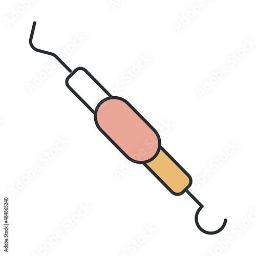 periodontal scaler icon from dentist collection. Thin outline periodontal scaler, medical, dental detailed offset lineal color icon isolated on white background. Line vector periodontal scaler sign,