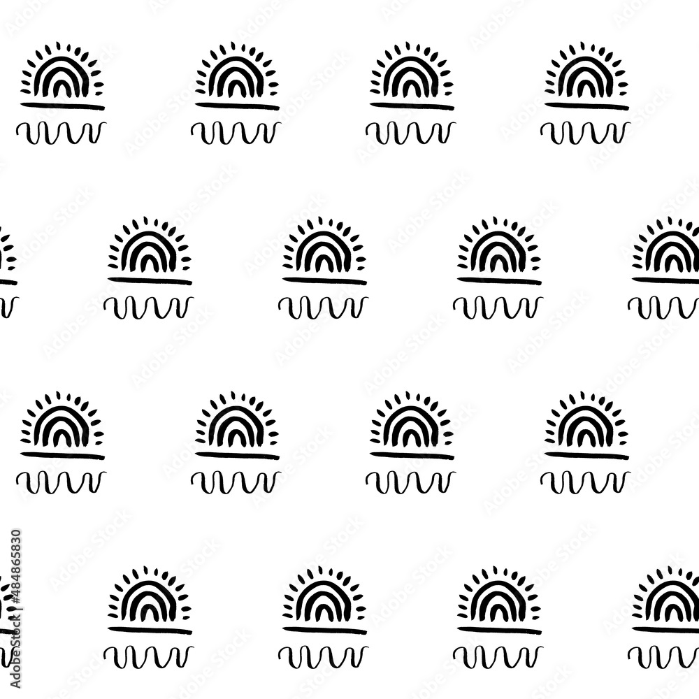Seamless hand drawn pattern with different spots. Abstract rainbow strokes texture for fabric, paper, textile, apparel. Vector illustration Seamless hand drawn pattern with different spots. Abstract rainbow strokes texture for fabric, paper, textile, apparel. Vector illustration