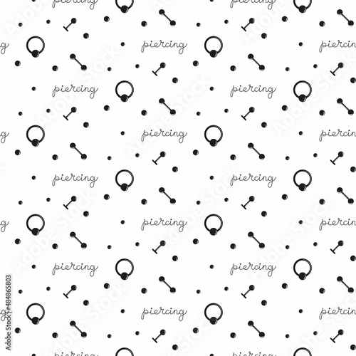 International piercing day. Seamless pattern with body jewelry. Ear, belly, lips pierced.