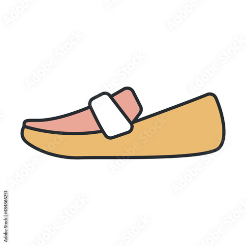 loafer icon from clothes collection. Thin outline loafer, heel, footwear detailed offset lineal color icon isolated on white background. Line vector loafer sign, symbol for web and mobile