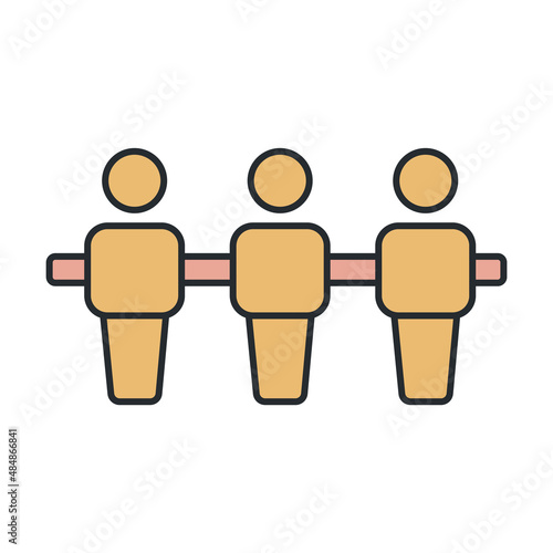 foosball icon from activity and hobbies collection. Thin outline foosball, play, game detailed offset lineal color icon isolated on white background. Line vector foosball sign, symbol for web and
