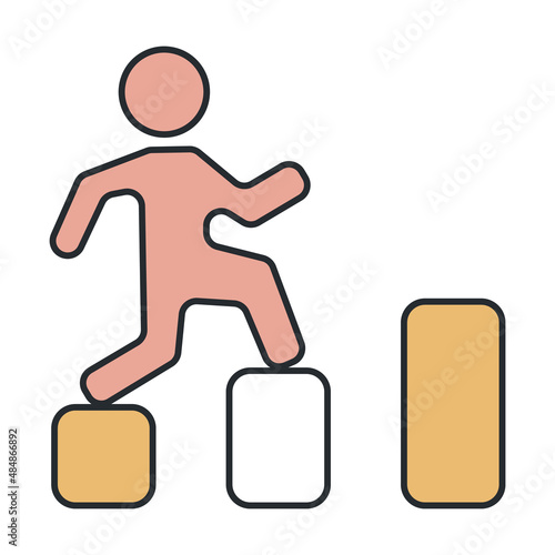 parkour icon from activity and hobbies collection. Thin outline parkour, fitness, action detailed offset lineal color icon isolated on white background. Line vector parkour sign, symbol for web and