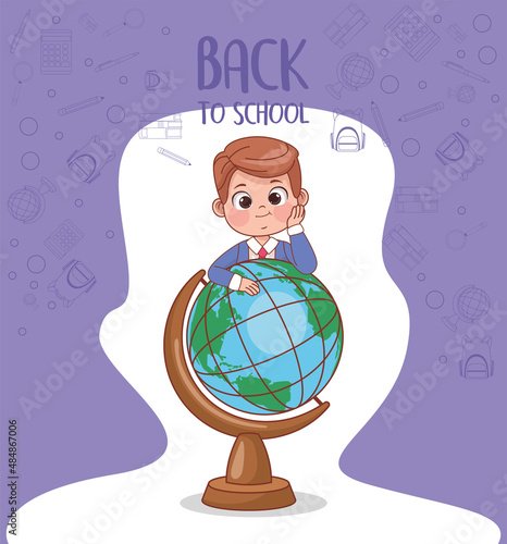 schoolboy with world planet