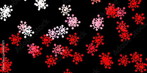Dark red vector backdrop with virus symbols.