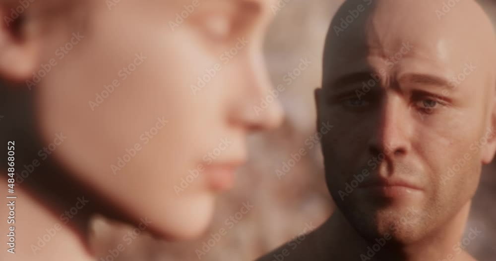 A man looking on his wife in a beatiful island A man looking on his wife in a beatiful island