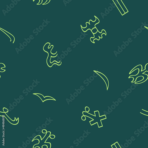 Seamless pattern with Rongorongo glyphs for your project photo