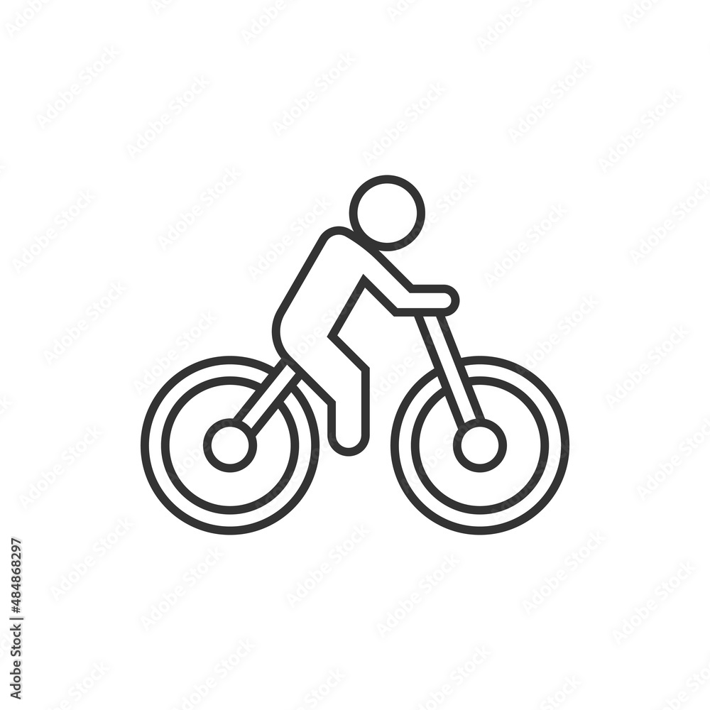 Bicycle icon in flat style. Bike with people vector illustration on white isolated background. Rider business concept. Bicycle icon in flat style. Bike with people vector illustration on white isolated background. Rider business concept.