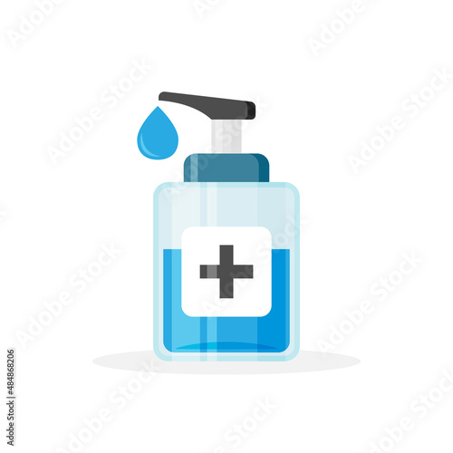 Hand sanitizer icon in flat style. Antiseptic bottle vector illustration on isolated background. Disinfect gel sign business concept.