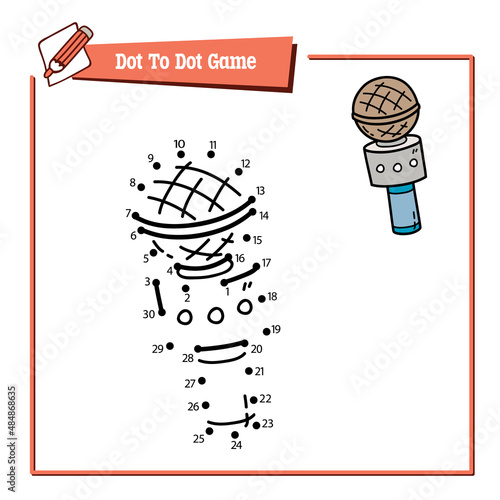 Vector illustration educational game of dot to dot puzzle with doodle microphone for children