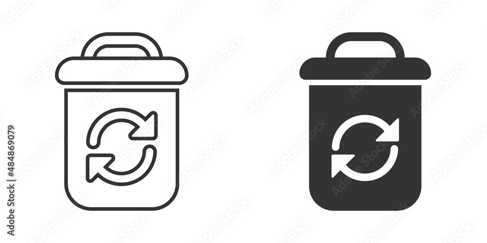 Garbage bin icon in flat style. Recycle vector illustration on white isolated background. Trash basket sign business concept. Garbage bin icon in flat style. Recycle vector illustration on white isolated background. Trash basket sign business concept.