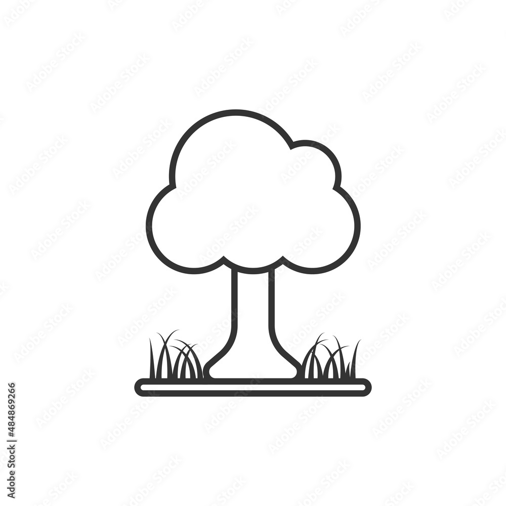 Tree icon in flat style. Forest vector illustration on white isolated background. Plant sign business concept.