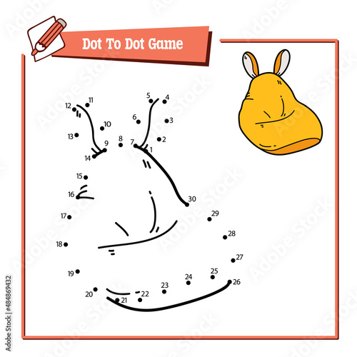 Vector illustration educational game of dot to dot puzzle with doodle bean bag chair  for children