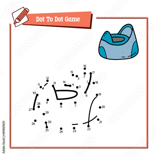 Vector illustration educational game of dot to dot puzzle with doodle potty for children