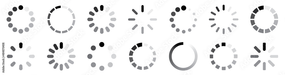 Loading Feed Icon Loading icons collection. Load process icon set. Donload or upload ...