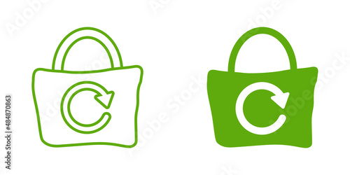 Eco bag icon in flat style. Ecobag vector illustration on white isolated background. Reusable shopper sign business concept.