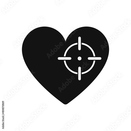 Heart icon in target crosshair, vector illustration.