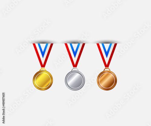 1st 2nd 3rd medal first place second third award winner badge guarantee winning prize ribbon symbol sign icon logo template Vector clip art illustration