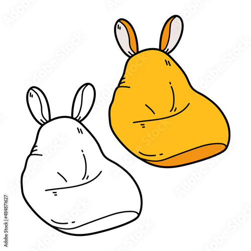 Vector illustration coloring page of doodle bean bag chair for children and scrap book