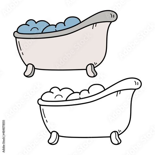 Vector illustration coloring page of doodle bath for children and scrap book