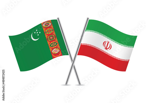 Free Download Turkmenistan and Iran flags. Turkmen and Iranian flags, isolated on white background. Vector icon set. Vector illustration.  - GFXLoad