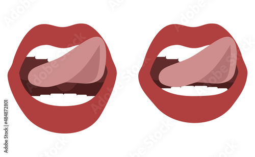 Wallpaper Mural Smiling woman's mouth with tongue hanging up. Vector, flat design Torontodigital.ca