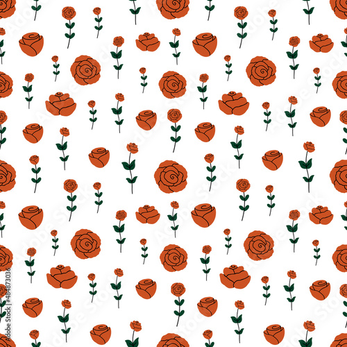 Seamless pattern for Valentine's Day with cute hand drawn elements. Flat vector illustration for paper, textile, fabric, prints, wrapping, greeting cards, banners