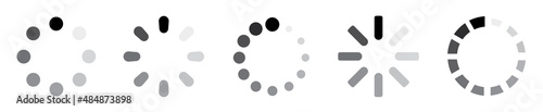 Loading icons collection. Load process icon set. Donload or upload status symbol icon. Loader buffer template - stock vector.