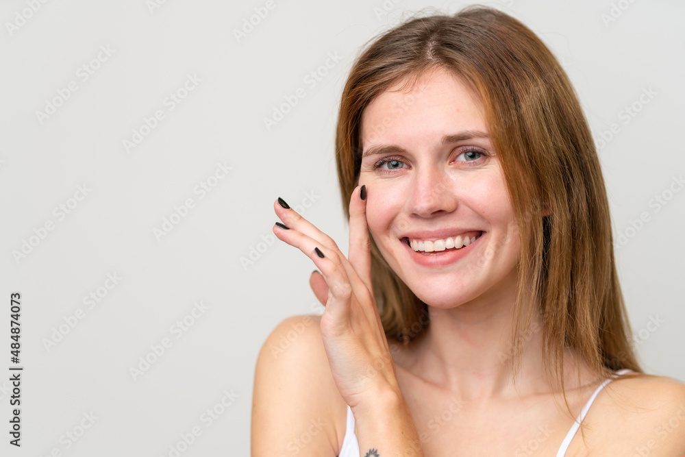 Portrait of pretty young woman over isolated white background Portrait of pretty young woman over isolated white background