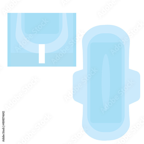 Close up view of women's sanitary pads vector stock illustration. Personal hygiene items. Isolated on a white background.