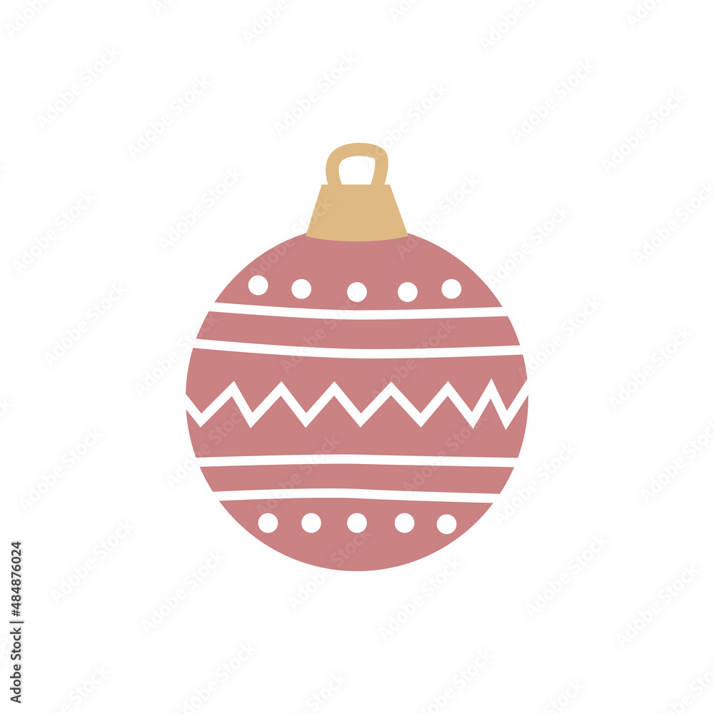 Hand drawn Christmas toy ball. Symbol of Happy New Year, Xmas holiday celebration, winter. Hand drawn Christmas toy ball. Symbol of Happy New Year, Xmas holiday celebration, winter.