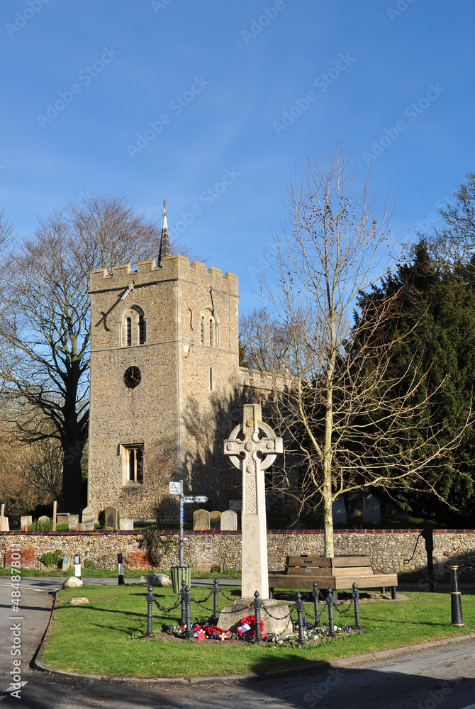 St Peter's Church and War Memorial, Duxford, Cambridgeshire