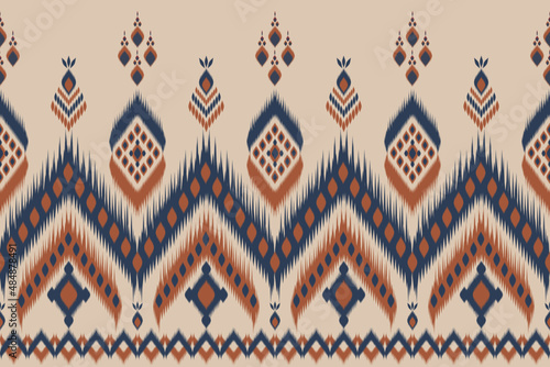 Ethnic ikat beautiful seamless pattern. Mexican striped style. Native traditional. Design for background, wallpaper, vector illustration, fabric, clothing, batik, carpet, embroidery. photo