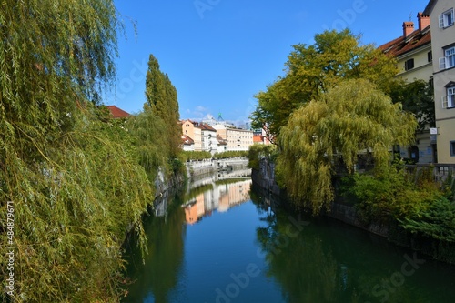 Ljubljanica river canal in Ljubljana city in Slovenia