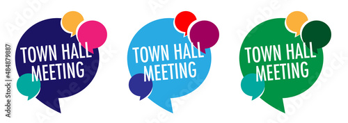 Town hall meeting on speech bubble photo