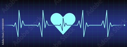 Ecg, ekg monitor with cardio diagnosis, heartbeat and heart. Heart rhythm line vector design to use in healthcare, healthy lifestyle, medicine and ekg, ecg concept illustration projects.